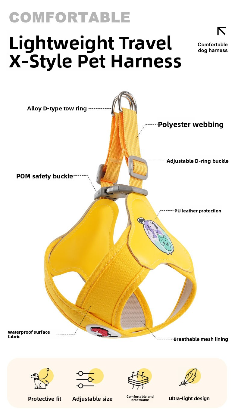 2026 New X-Shape Dog Harness & Leash Set - No-Choke Reflective Step-In Vest Harness for Small & Medium Dogs