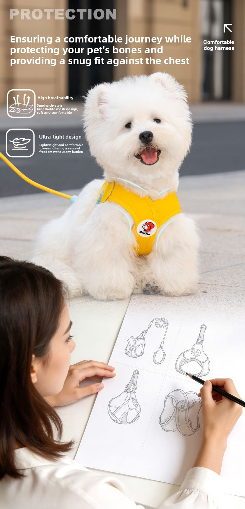 2026 New X-Shape Dog Harness & Leash Set - No-Choke Reflective Step-In Vest Harness for Small & Medium Dogs
